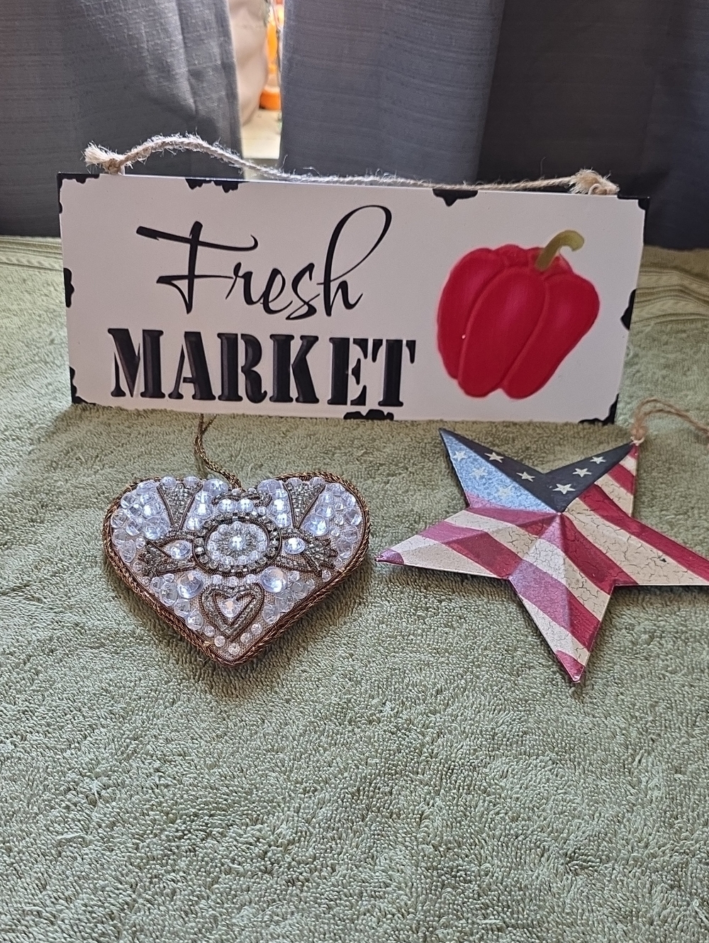 Fresh Market Sign with Red Pepper Accent